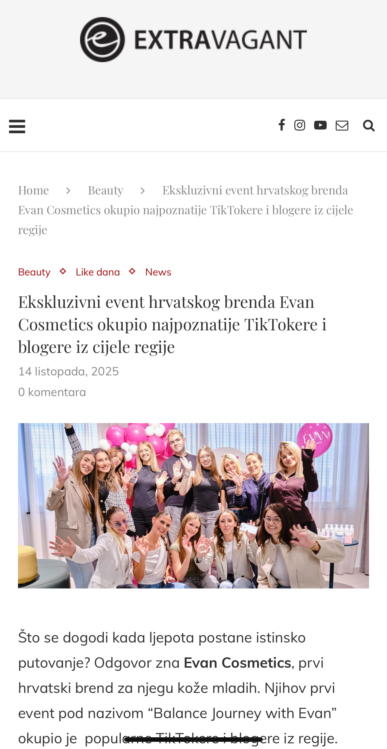 Evan u medijima